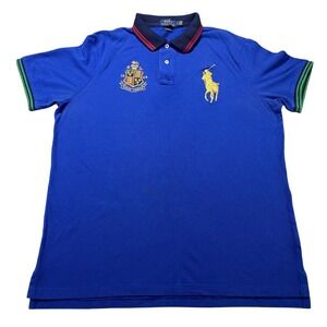 Polo Ralph Lauren Polo Shirt Mens Large Blue Big Pony Crest‎ Embroidered Casual